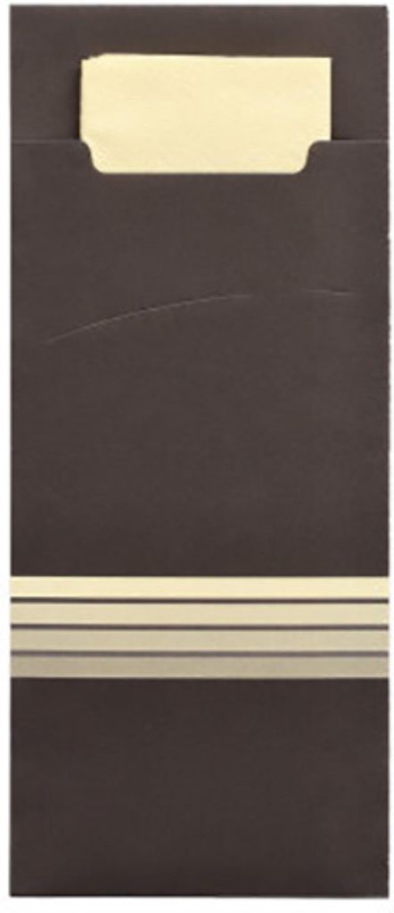 Bestecktaschen 20 cm x 8,5 cm schwarz/creme "Stripes" inkl. Produktbild 