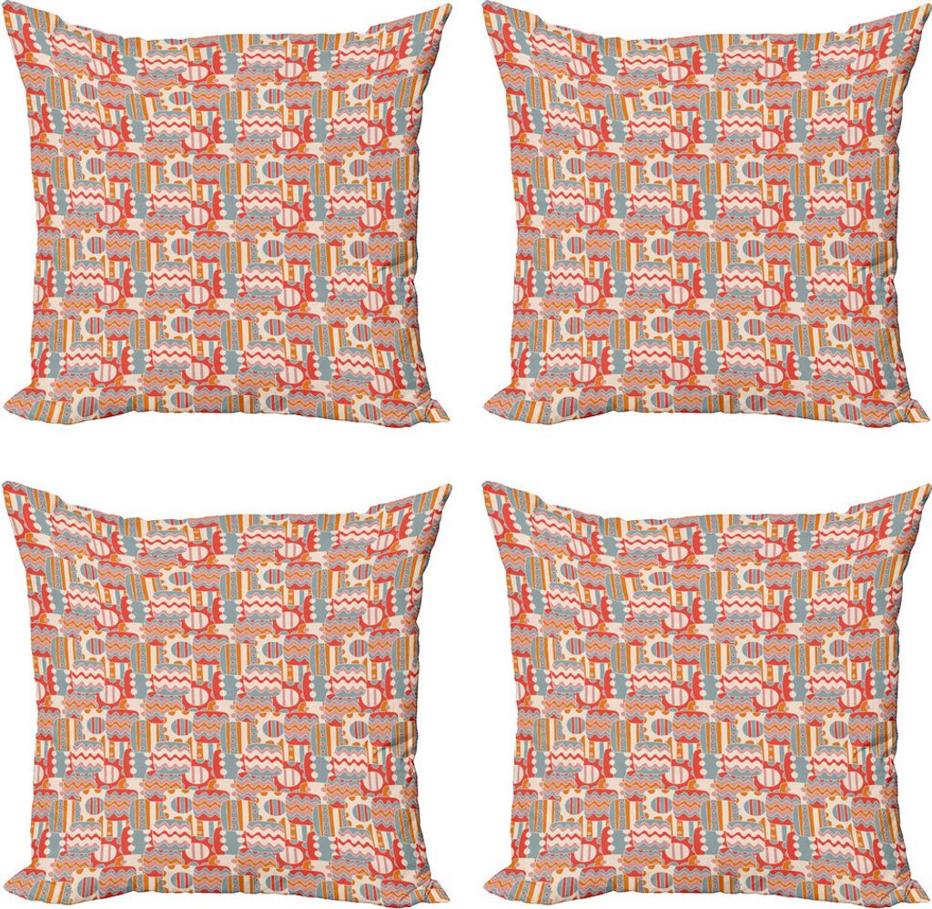 ABAKUHAUS Abstrakt Kissenbezug Set (4 Stück), Waves Gezeiten Kreise Kunst, Moderner Doppelseitiger Digitaldruck, 60 cm x 60 cm, Mehrfarbig