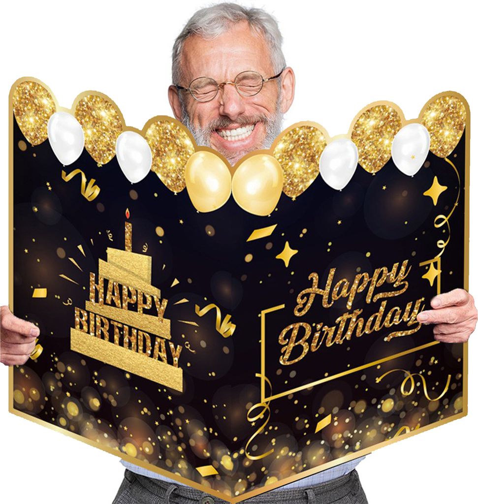 Geburtstags-Namensbuch, schwarz-golden, mit Buchstabendruck, „Happy Birthday“, Gästebuch, Geburtstagsdekoration, Partyzubehör, schwarz-golden