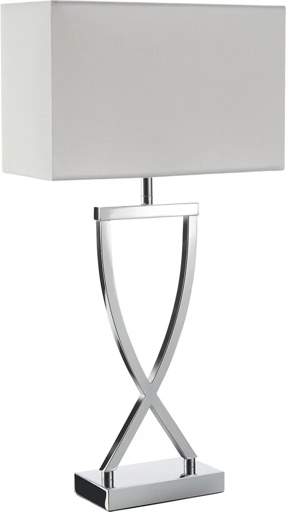 Lampe de table AVINA 60W gris chrome - Luminaire de bureau élégant