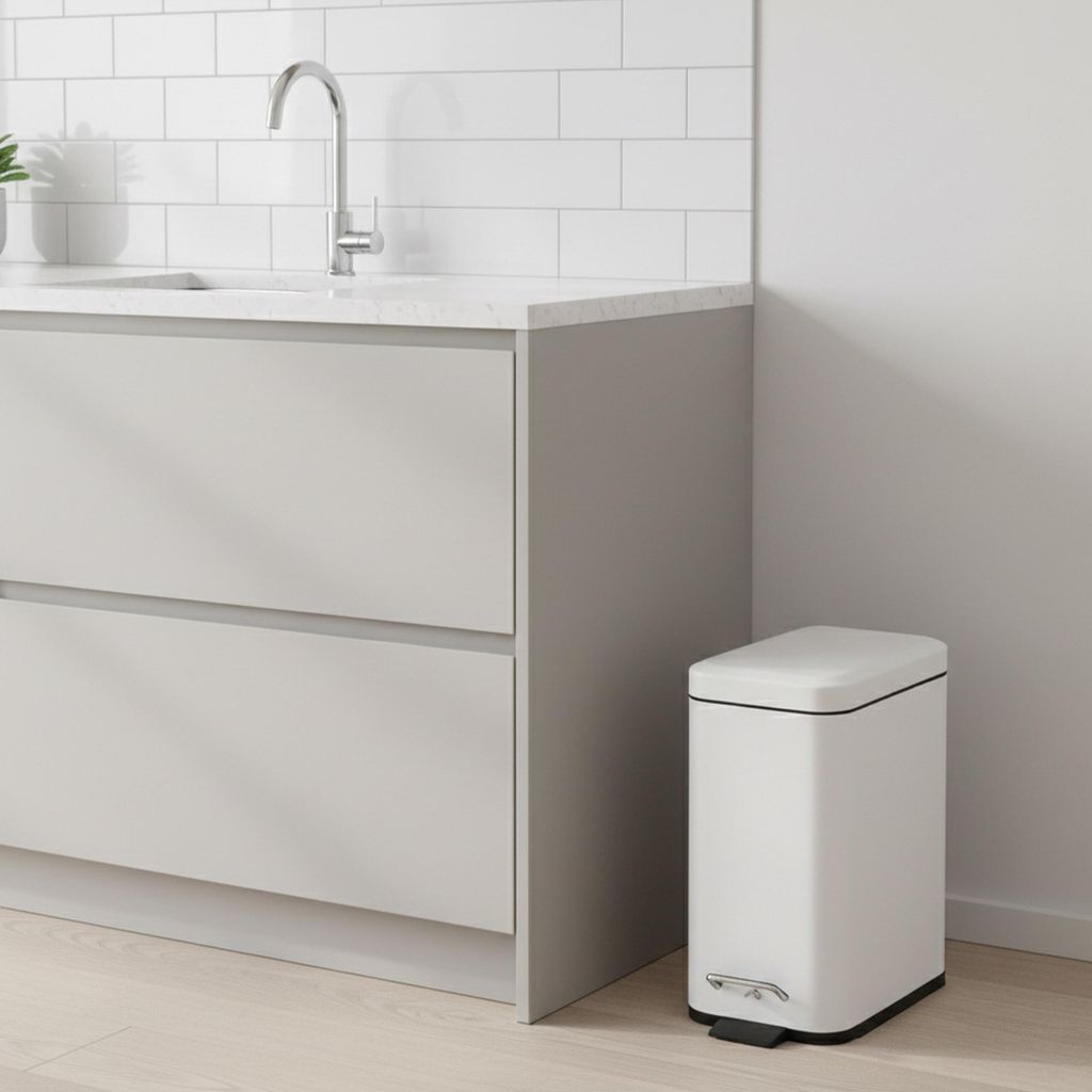 Relaxdays Mülleimer Bad, 5 l, Kosmetikeimer mit Soft-Close
