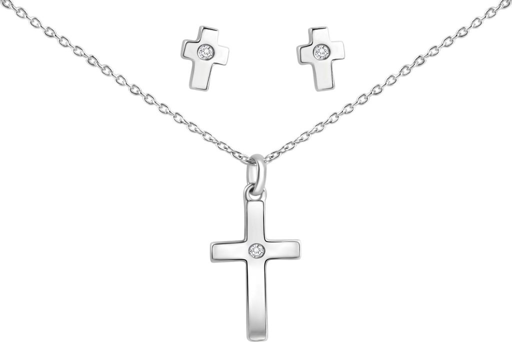 F Set Anhänger/Kette und Ohrstecker 925/- Sterling Silber 42+3cm weiß Zirkonia weiß 271200008R