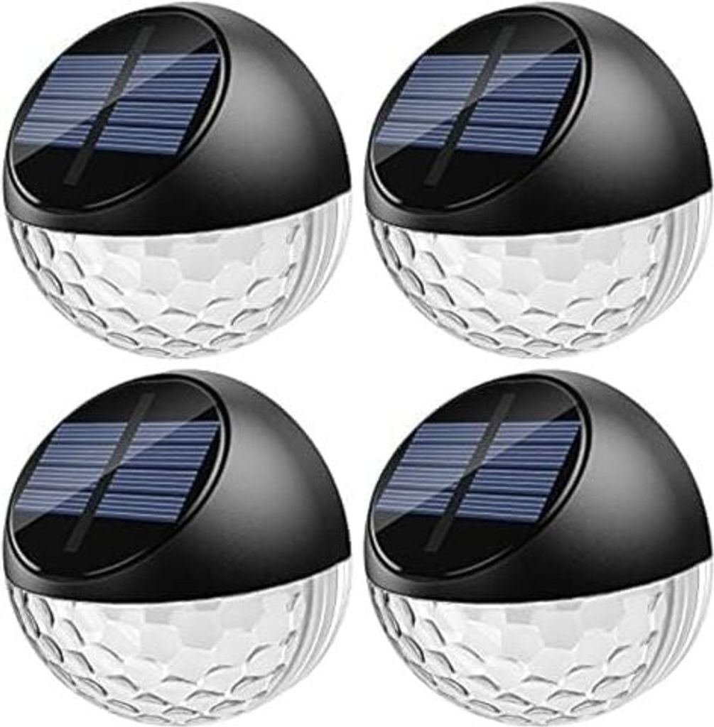Quntis Set 4 Solarwandleuchten im Freien, IP65 wasserdichte Wand, warme weiße LED -Gartenlicht, Zaunbeleuchtung, dekorative Lampe, Balkon Terrasse...
