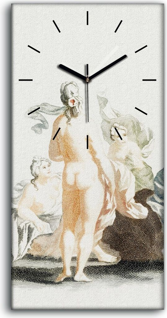 Wanduhr Bürouhr Leinwand Bild 30x60 Gemälde Antike Tier Hund Mensch Kunst - schwarze Hände