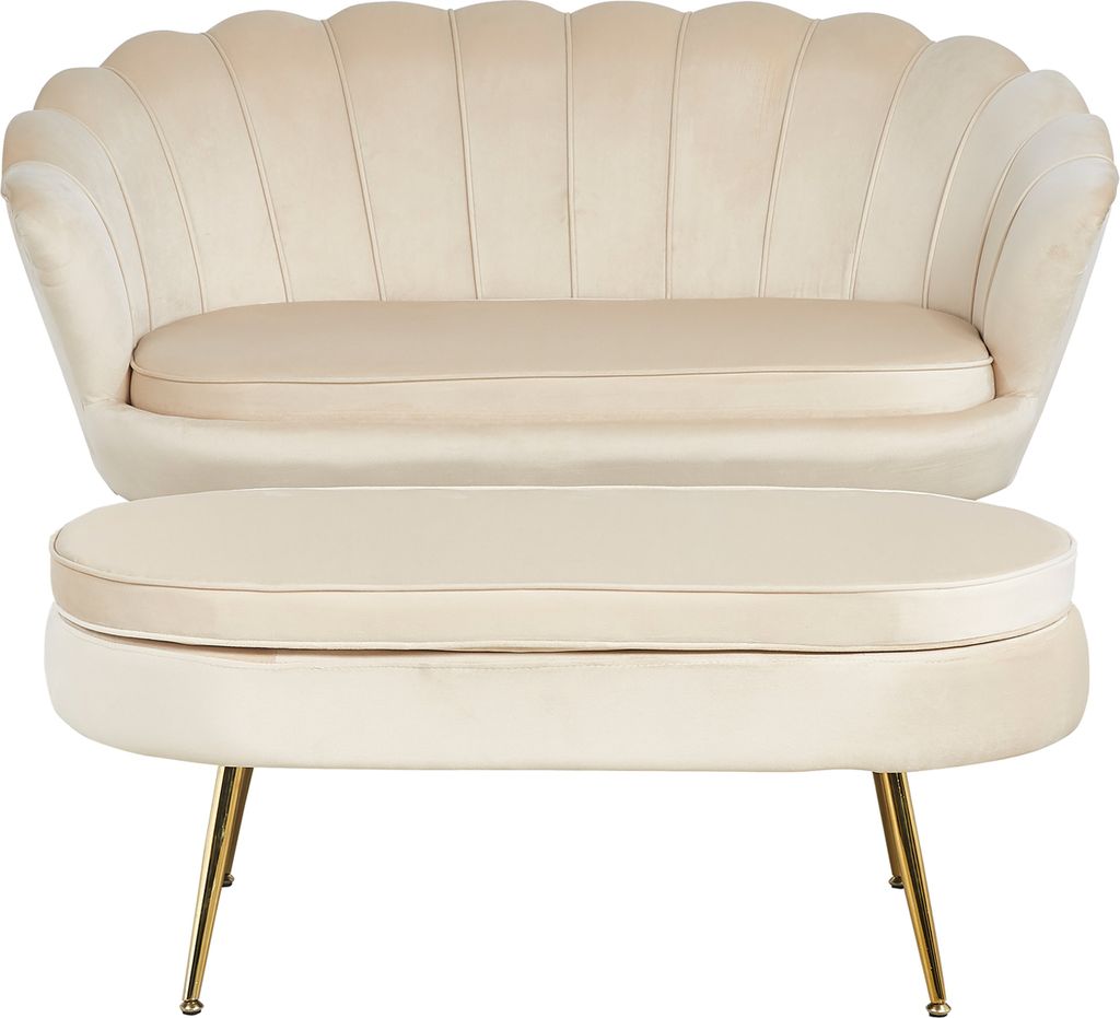 SalesFever Sitzpouf oval | Bezug Samt-Stoff | Gestell Produktbild 6