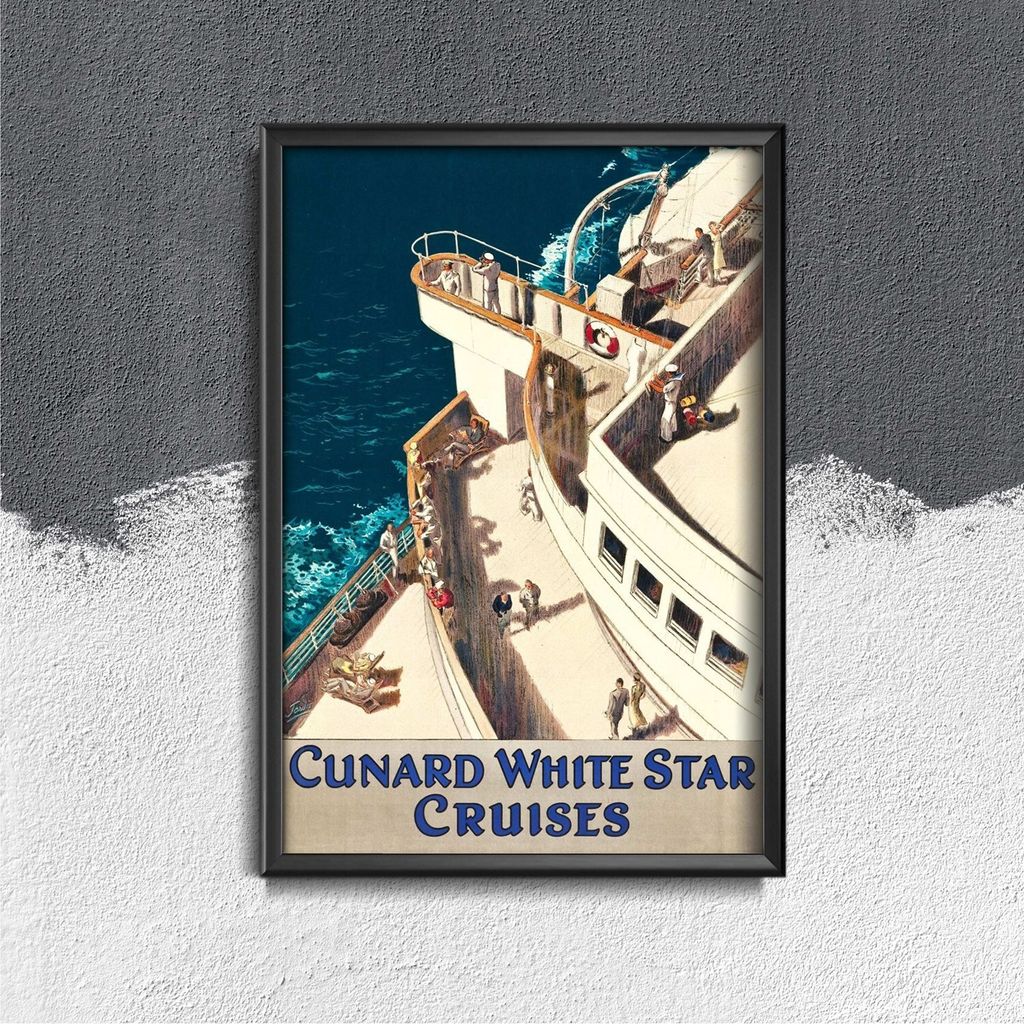 Poster - Canvas - Leinwand - 21 cm x 29,7 cm - Fotoposter - Leinwandkunst - Cunard White Star Cruises