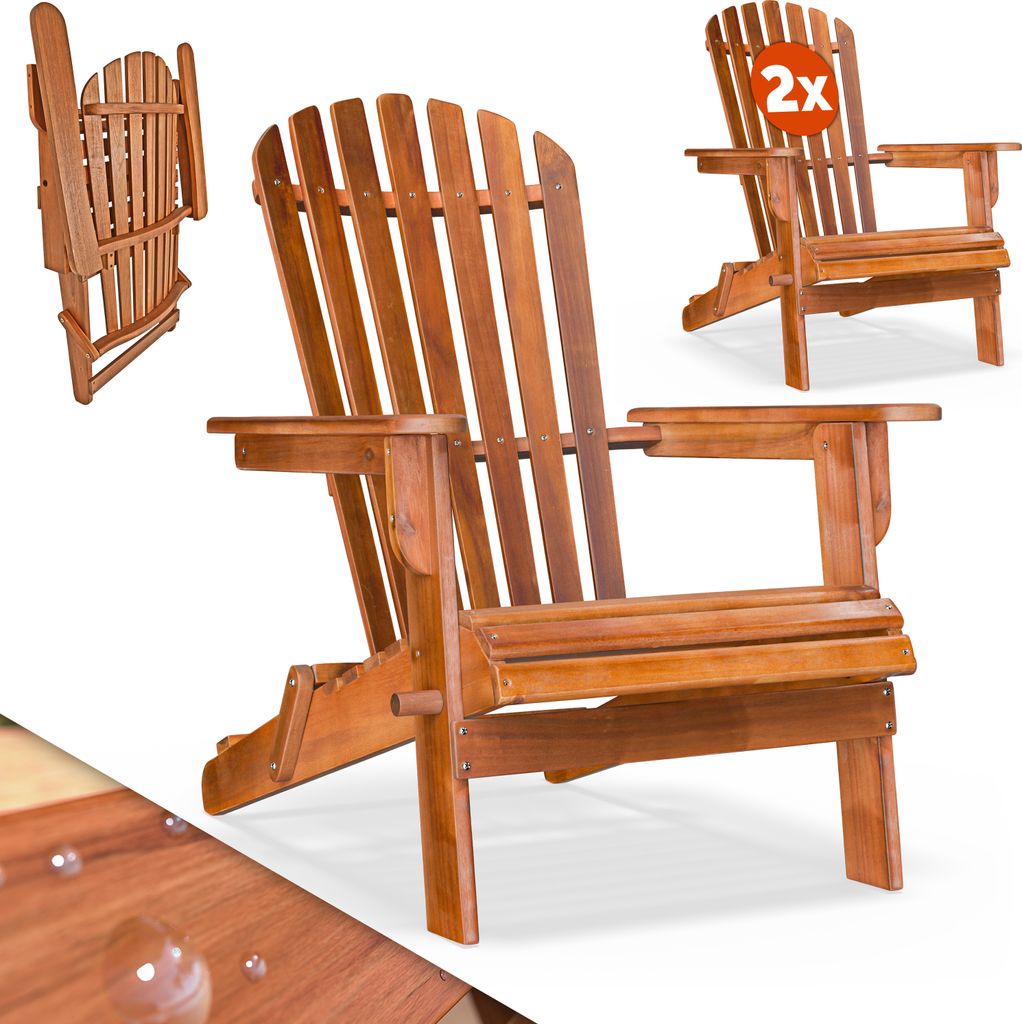 CASARIA 2x Sonnenliege Holz Wetterfest Klappbar 160kg Belastbarkeit XXL Armlehnen Rückenlehne Garten Balkon Terrasse Holzstuhl Ergonomisch Adiro...