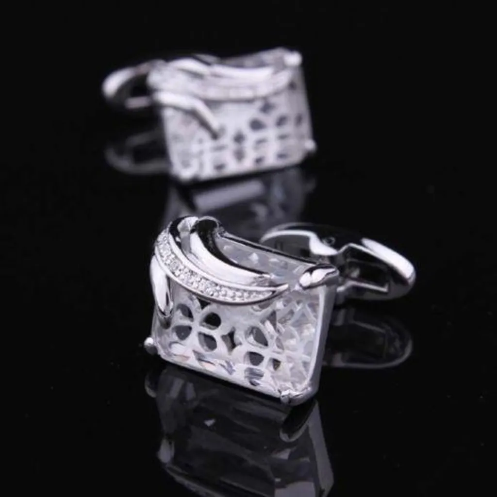 Boutons de manchette cristal transparent anti-rayures éclat diamant