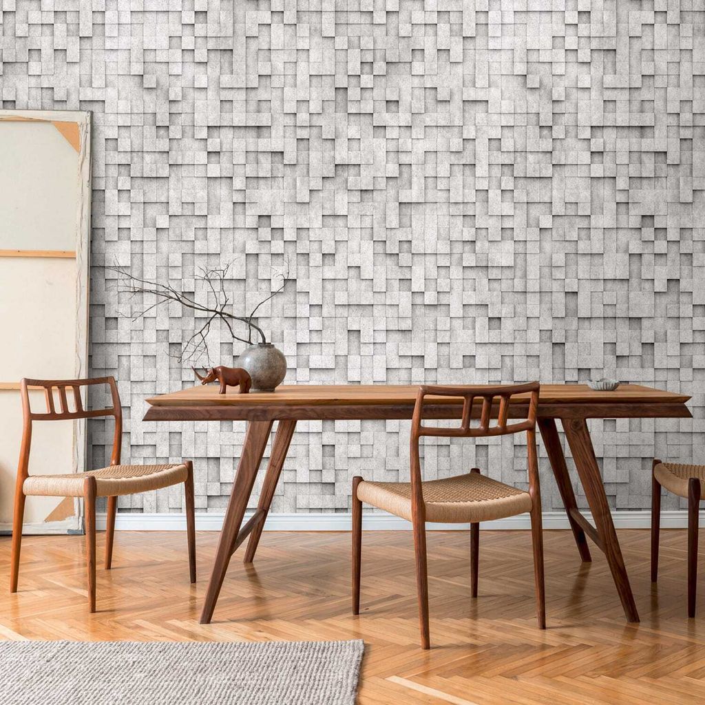 Profhome 398431-GU Fototapete Mosaik matt grau staub-grau 1,59 m x 2,8 m