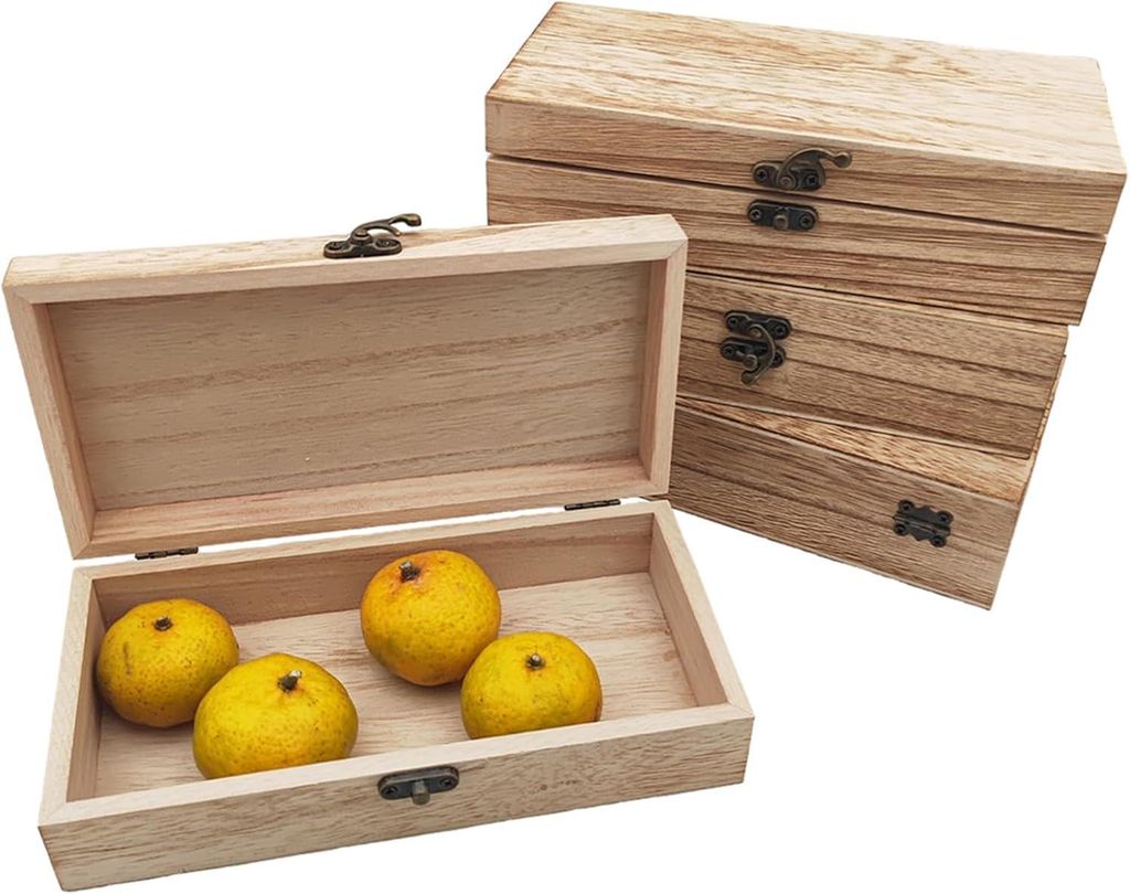 Unbehandelte Holzkisten, rustikale kleine Holzkiste mit Schloss, DIY-Aufbewahrungsbox, Aufbewahrungsbox für zu Hause, Tischdekoration (20 x 1