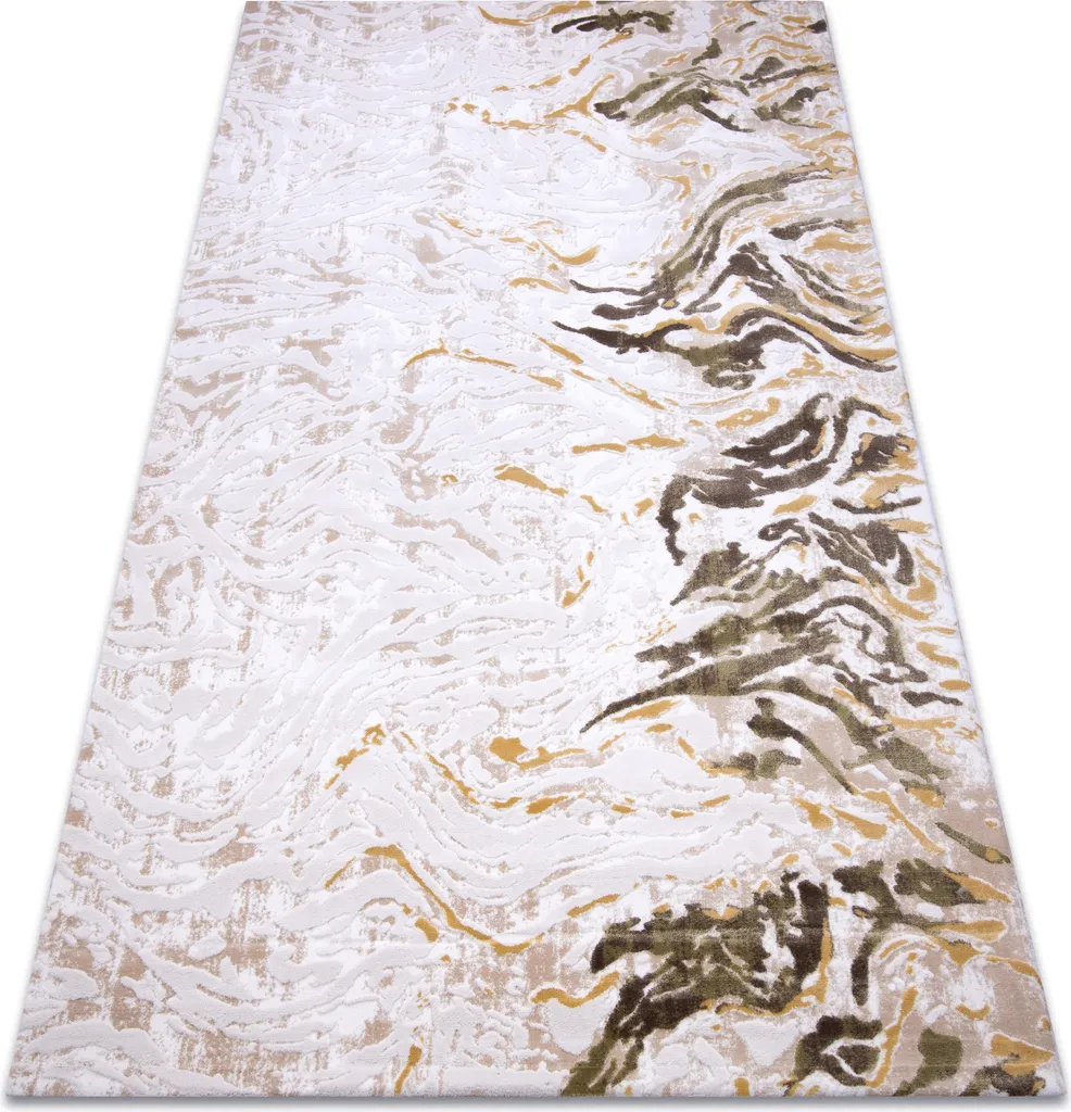 Tapis design 80x300 cm DIZAYN 123 en fibre acrylique douce et beige