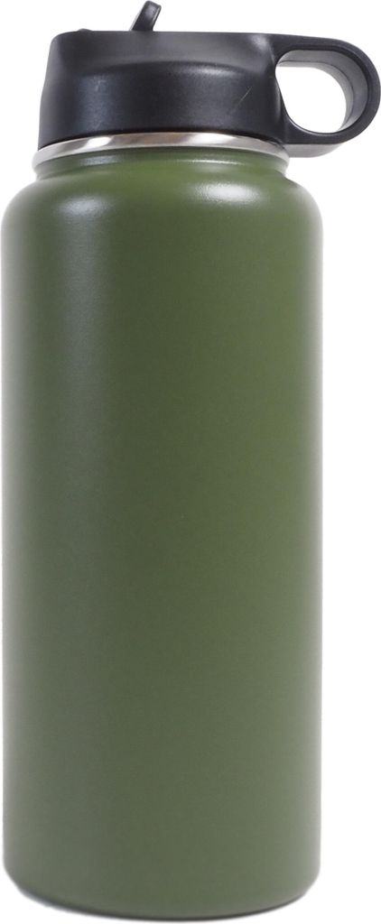 Grüne Thermoskanne 900 ml mit Vakuumisolierung, klappbarem Trinkauslauf und breitem Hals, 22x7,4 cm