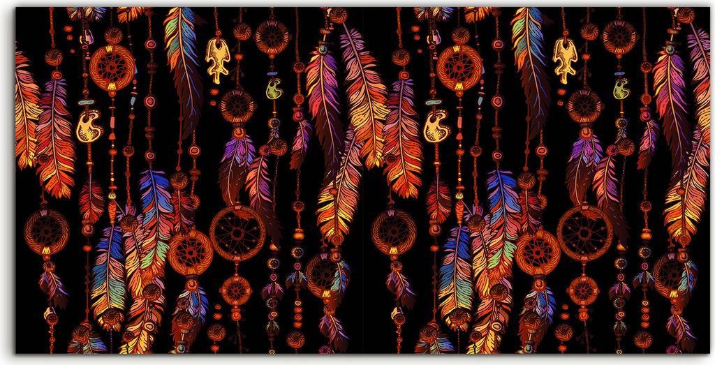 Coloray Spritzschutz aus Glas 120x60 Wandkunst Küchenrückwand Foto Bild Stammes Traum fänger bunte