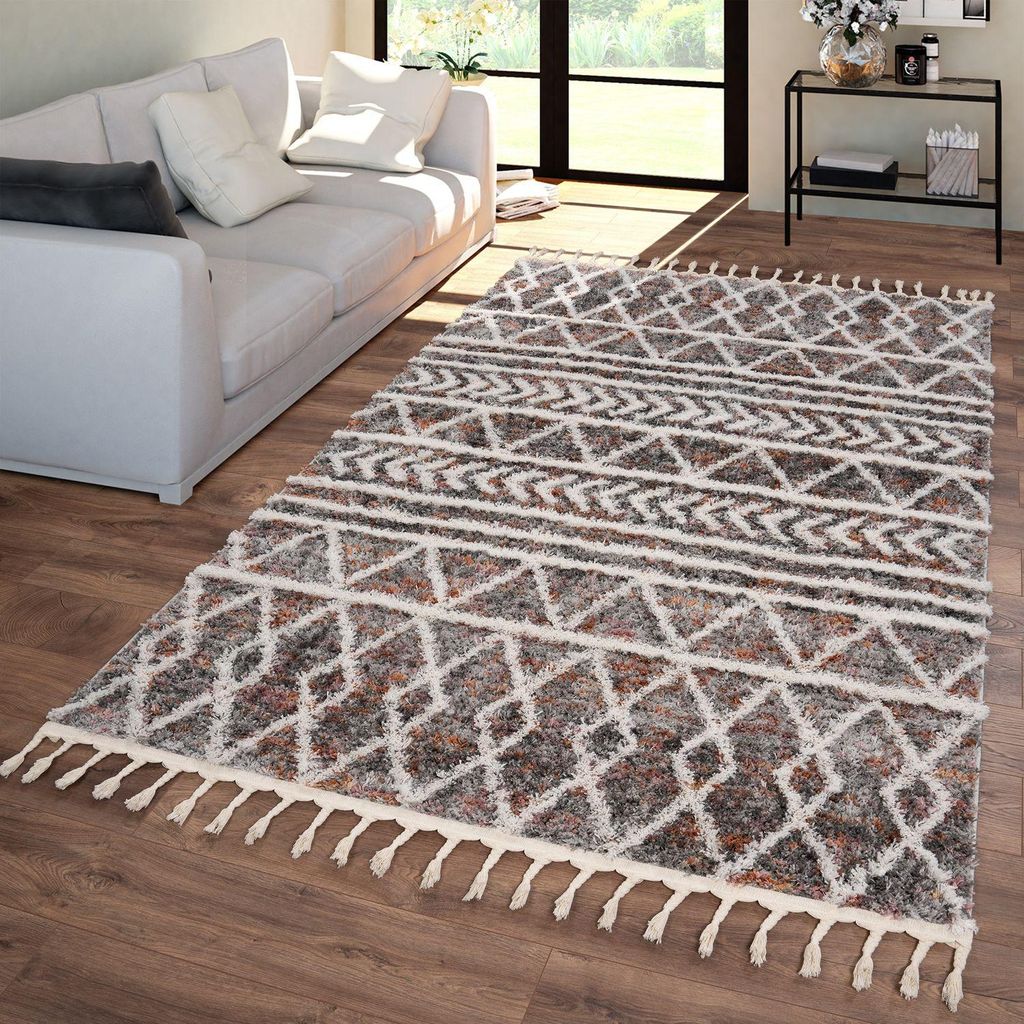 TT Home Wohnzimmer Schlafzimmer Teppich Hochflor Flauschig Produktbild 