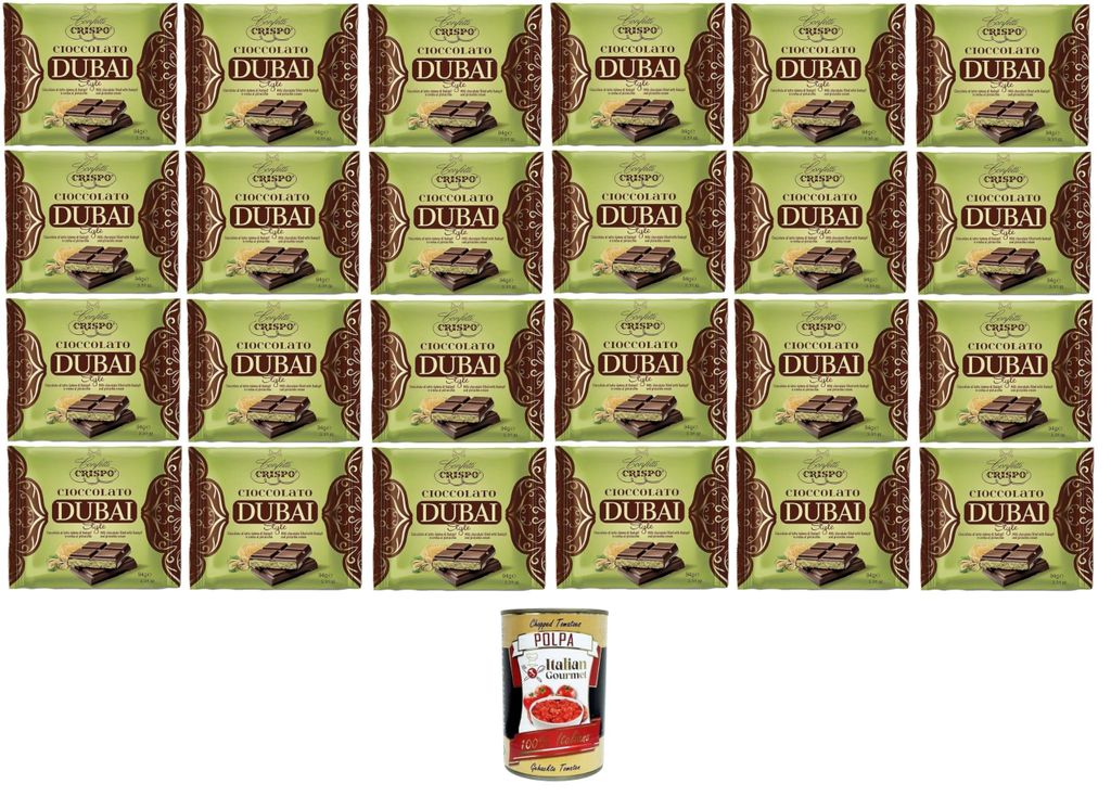Crispo Dubai Style Schokoladentafel Milchschokolade mit Pistaziencreme & Kadayif-Füllung – Orientalischer Luxus in jeder Tafel 24x94gr + Italian...