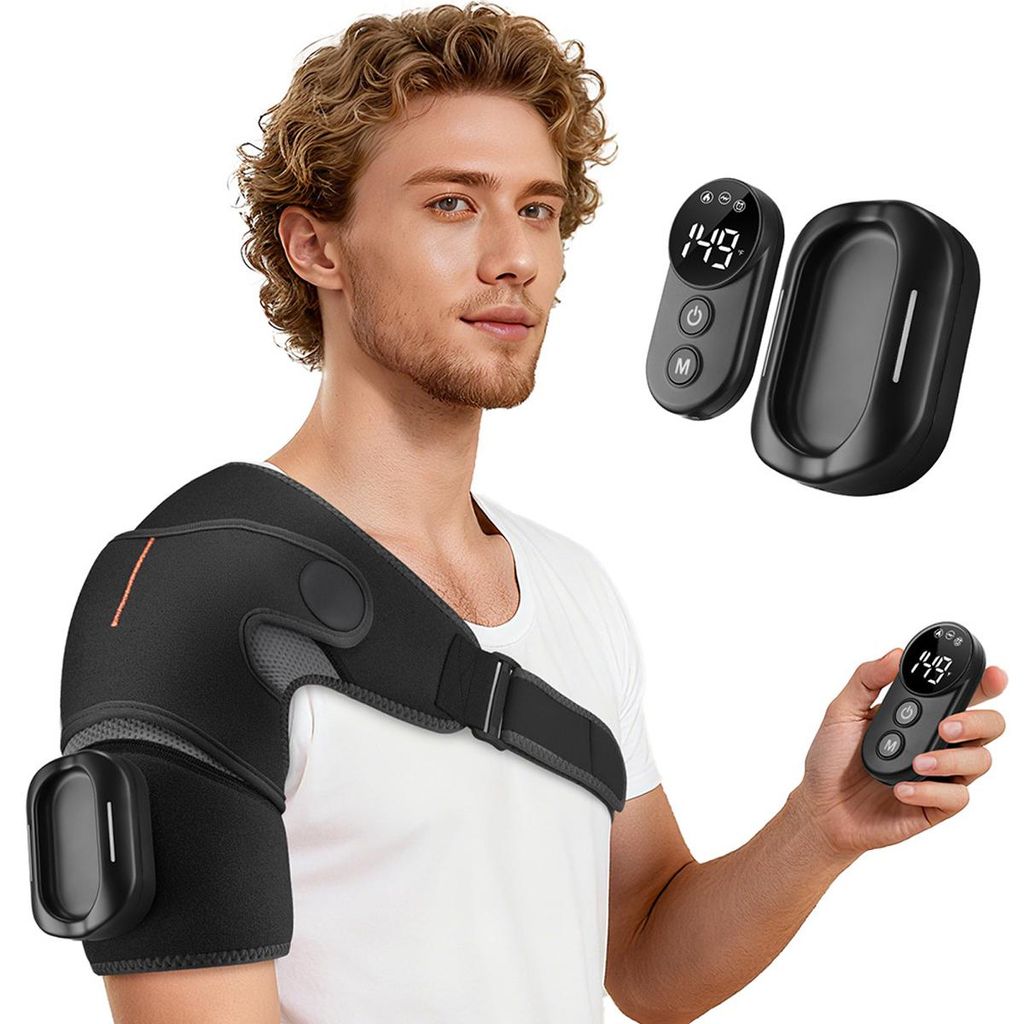 3-in-1 Schultermassagegerät mit Heizfunktion, 3 Heizstufen, 3 Vibrationsmodi, verstellbar, 5000mAh Akku, langlebige Nutzung, entspannende Massage