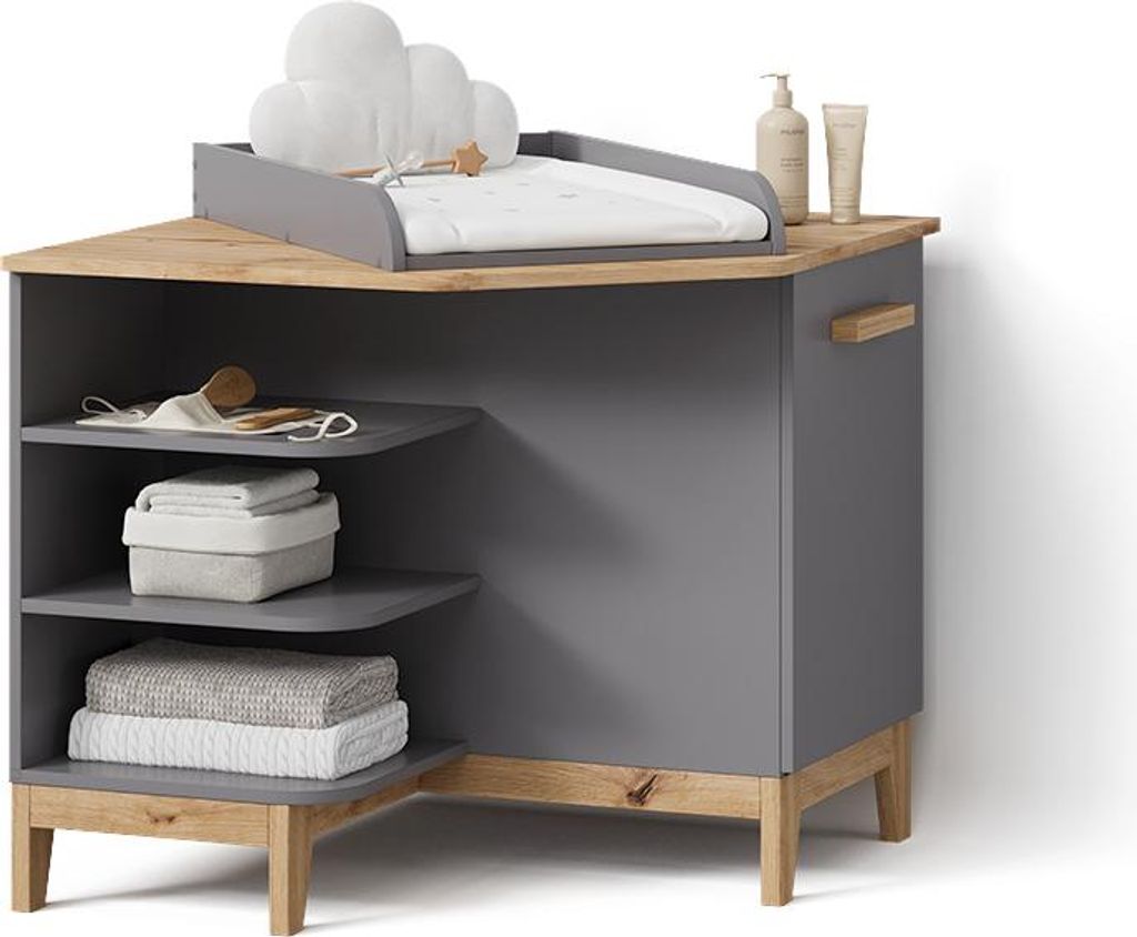Wickelkommode Livinity Mailo Grau/Artisan mit Tür, Model 59784