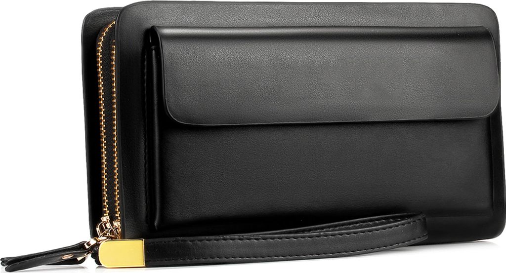 Herren Kunstleder Doppelreißverschluss Geldbörse Geldbörse Clip Clutch Handtasche Braun