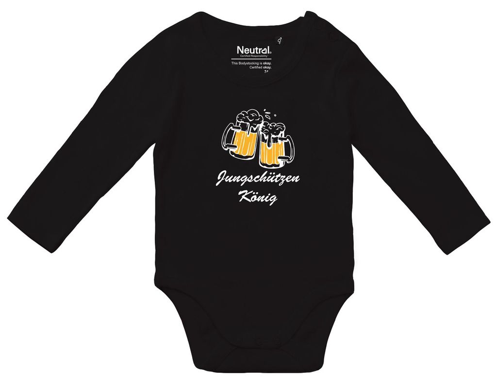 Huuraa Baby Body Jungschützenkönig Schützenfest 62 Black Baumwolle Fairtrade Langarmbody Geschenkidee