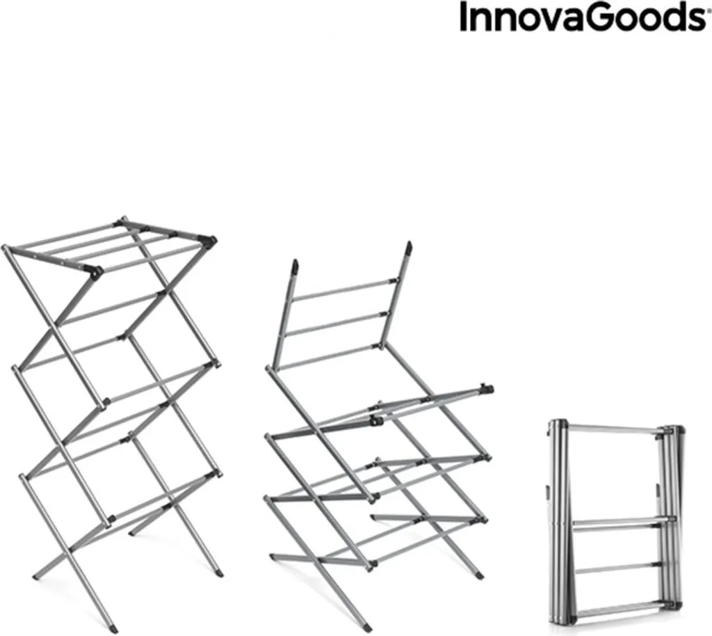 Étendoir à linge extensible 3 niveaux de hauteur en métal robuste - 19