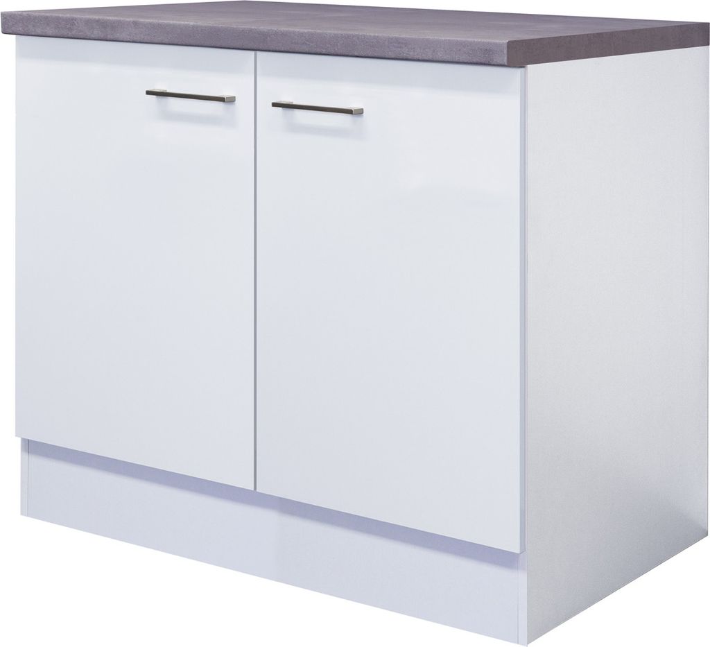 Spülenunterschrank mit Arbeitsplatte - 100 cm breit - Weiß – Nawa