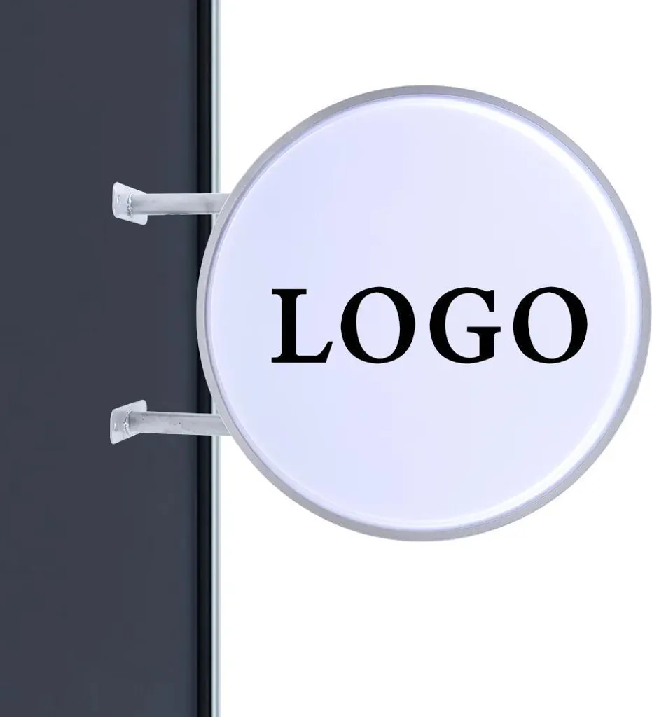 Panneau publicitaire LED circulaire double face jaune en acrylique 60cm