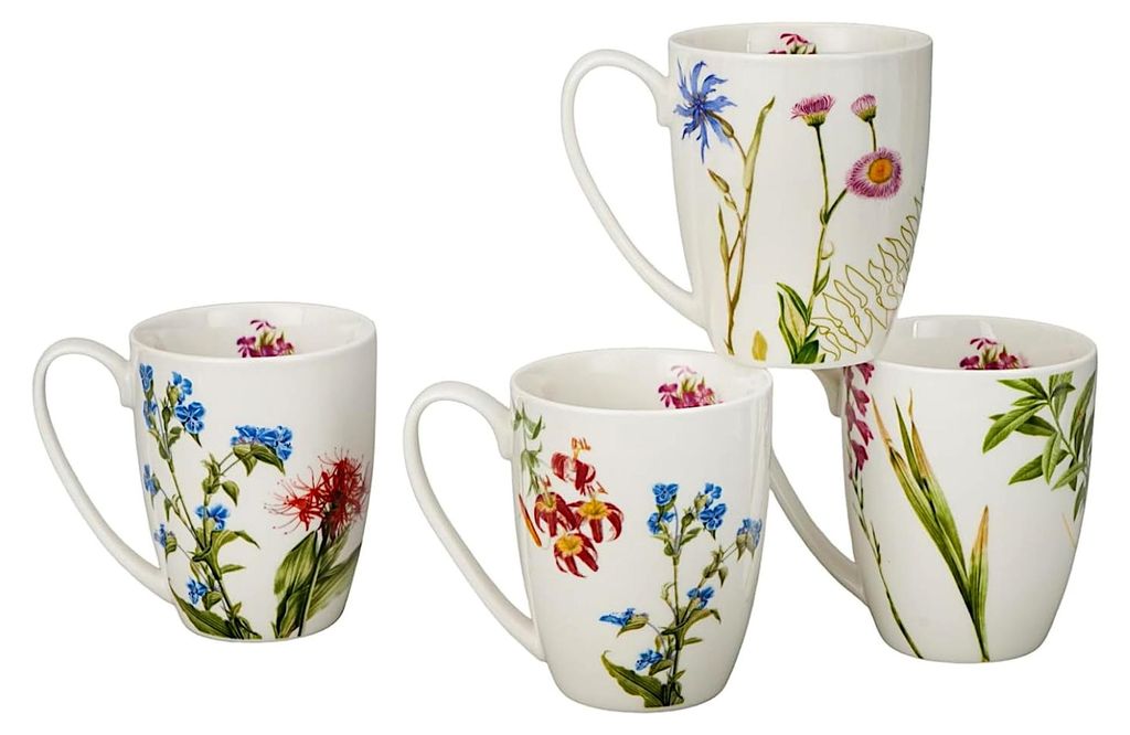 Flower Classic Becher 360 ml COLORS OF NATURE 4er Set aus New Bone China Porzellan