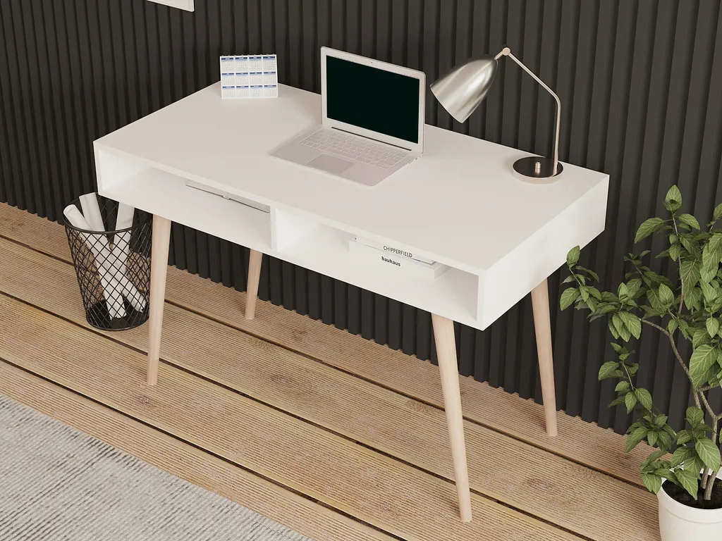 Bureau design blanc Cisto 120x60cm - Structure robuste et surface mate