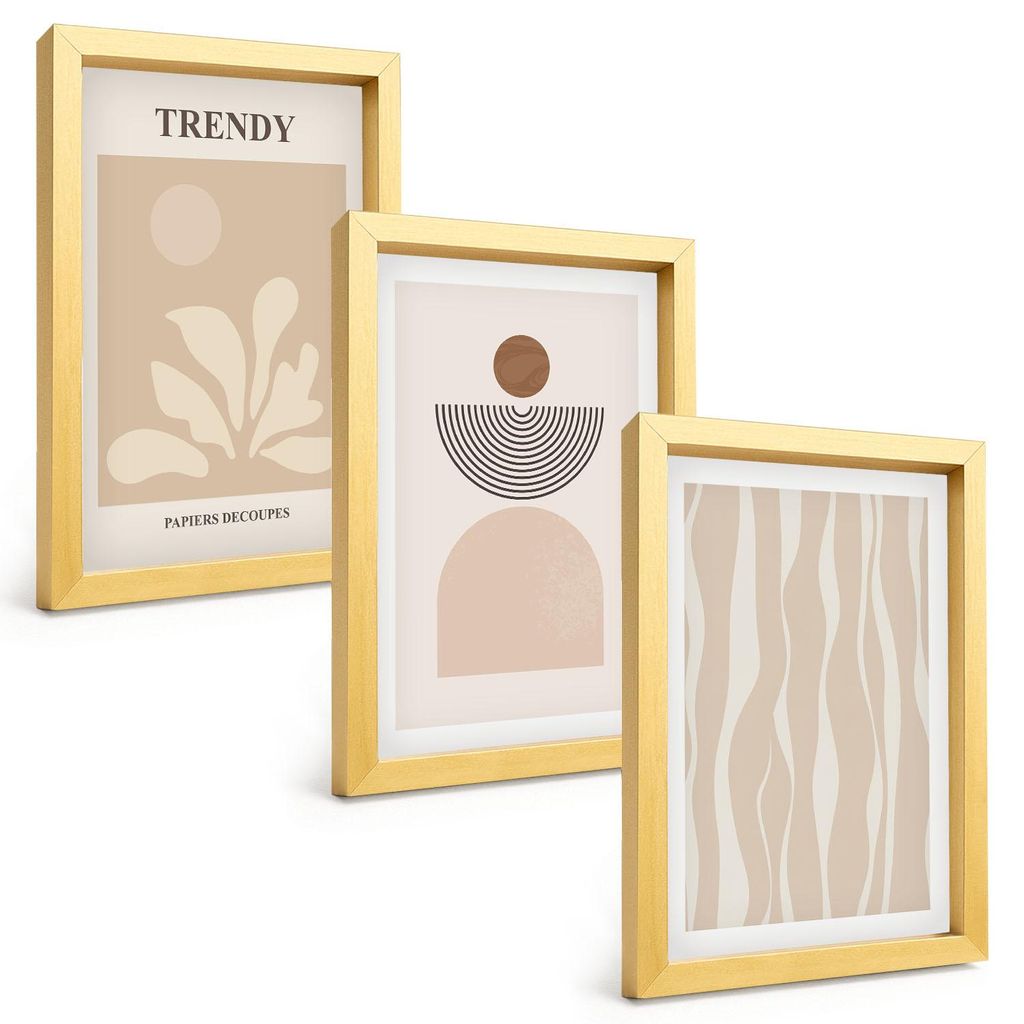 Bilder Set 3-teilig im Goldrahmen Rahmen – Wandbilder 3 Stück – gerahmte Poster für Wohnzimmer, Schlafzimmer und Flur – 20x30 cm – Stilvo...