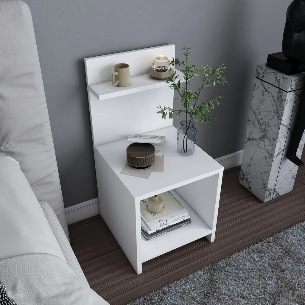 Table de chevet étroite blanche Ullman 72cm - Gain de place Skye Decor - 2