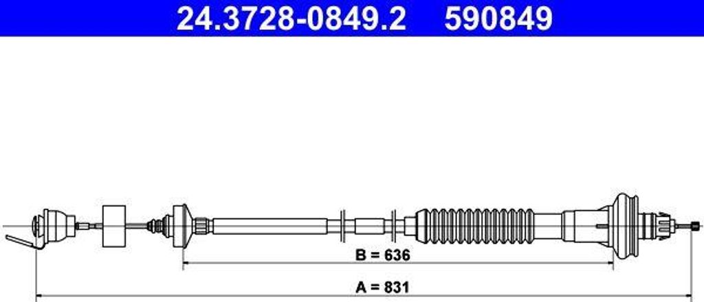 ATE 24.3728-0849.2 Seilzug, Kupplungsbetätigung OE 2150CH kompatibel mit 206