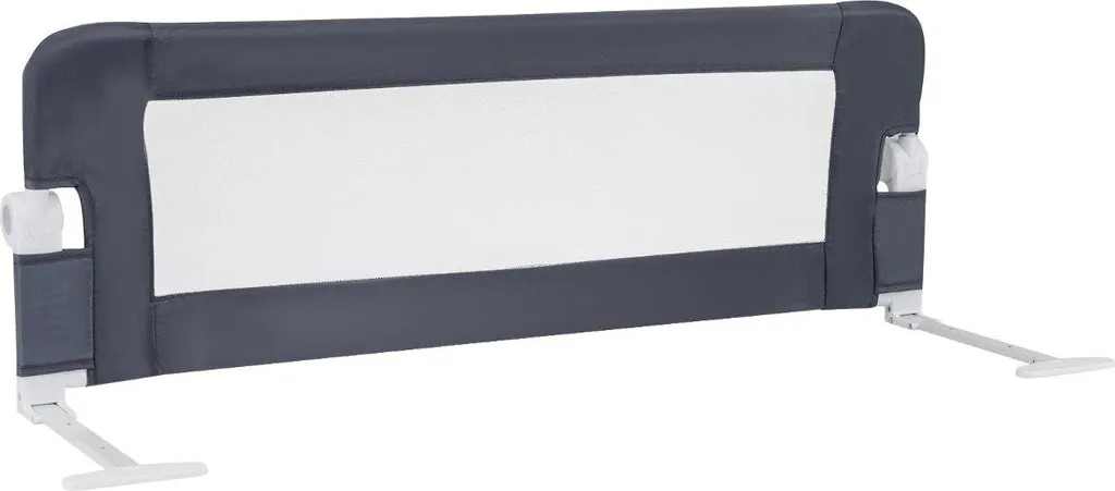 Barrière de lit enfant 121 cm pliable en tissu mesh gris haute sécurité