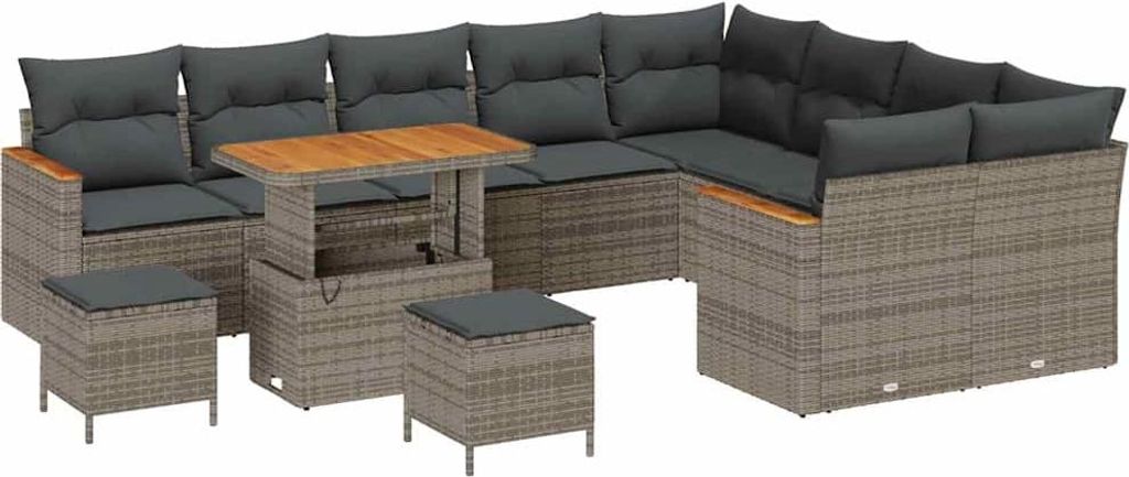 Gartensofa-set 12 pcs Grau Poly-Rattan