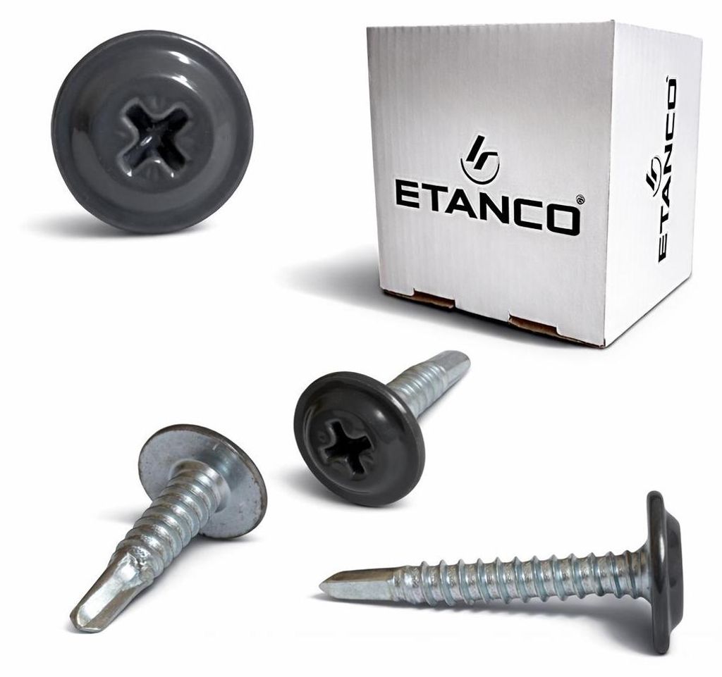 ETANCO GM-B Selbstbohrschrauben für Stahl Dach RAL 7015 Schiefergrau 4,2 x 16 mm 250 Stk.