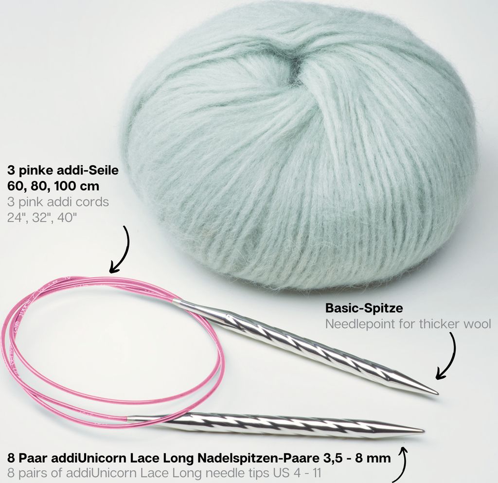 addiClick Unicorn Lace Long sada kruhových pletacích jehlic Obrázek produktu 8