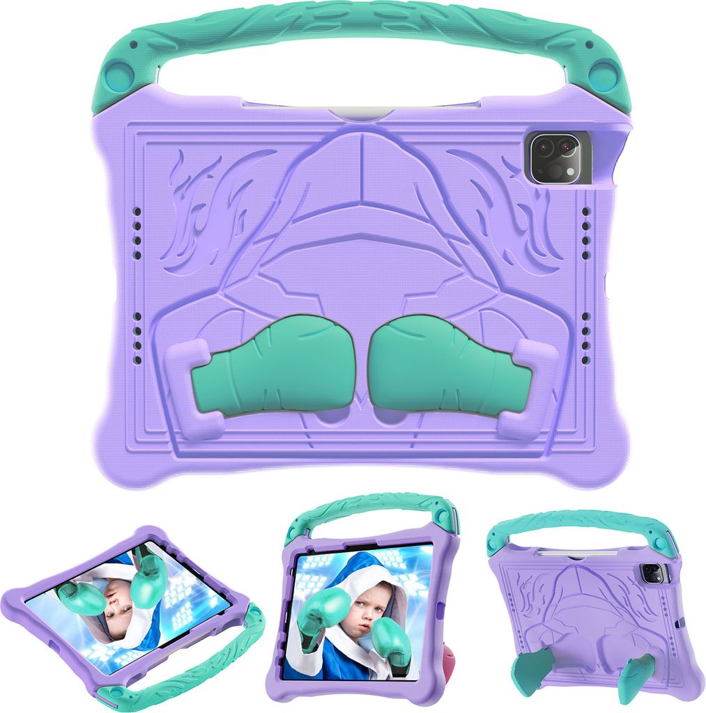 Kinder Hülle für iPad Pro 11 Zoll M4 2024, Leichte Stoßfeste Eva Schutzhülle mit Griff und Ständer Lila