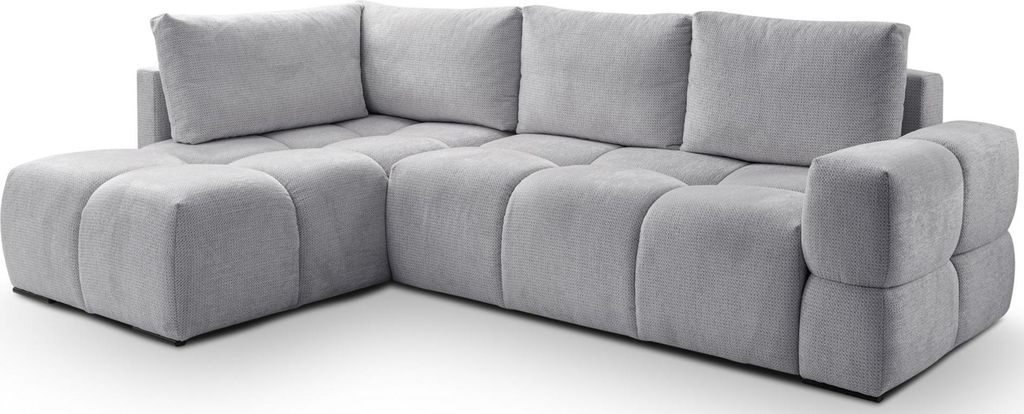 Selsey Taremi – Ecksofa Schlaffunktion, Bettkasten, hydrophober Chenille, beidseitig, Grau