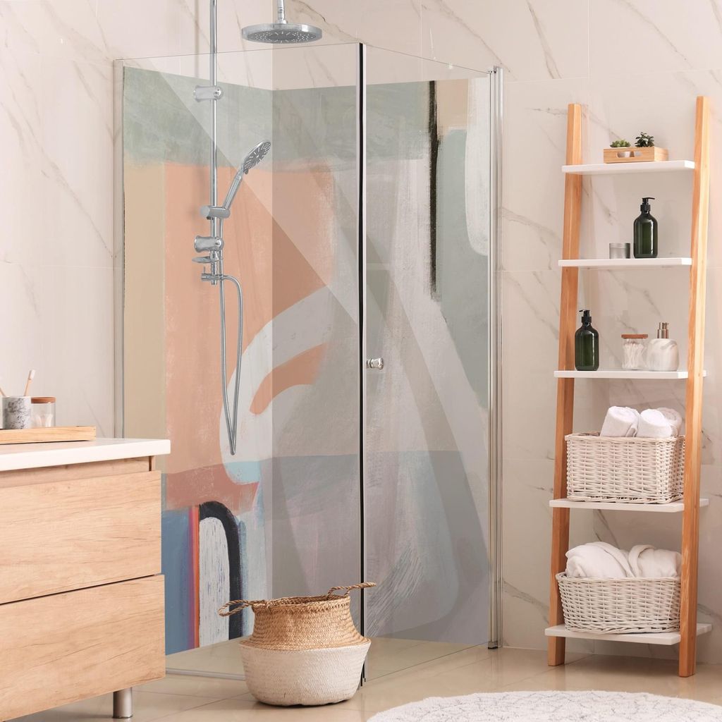 Duschrückwand originell selbstklebend - 0.61 mm Wandpaneel wasserfest Design pastell Abstrakt Badrückwand fugenlos Premium matt 90x210 cm