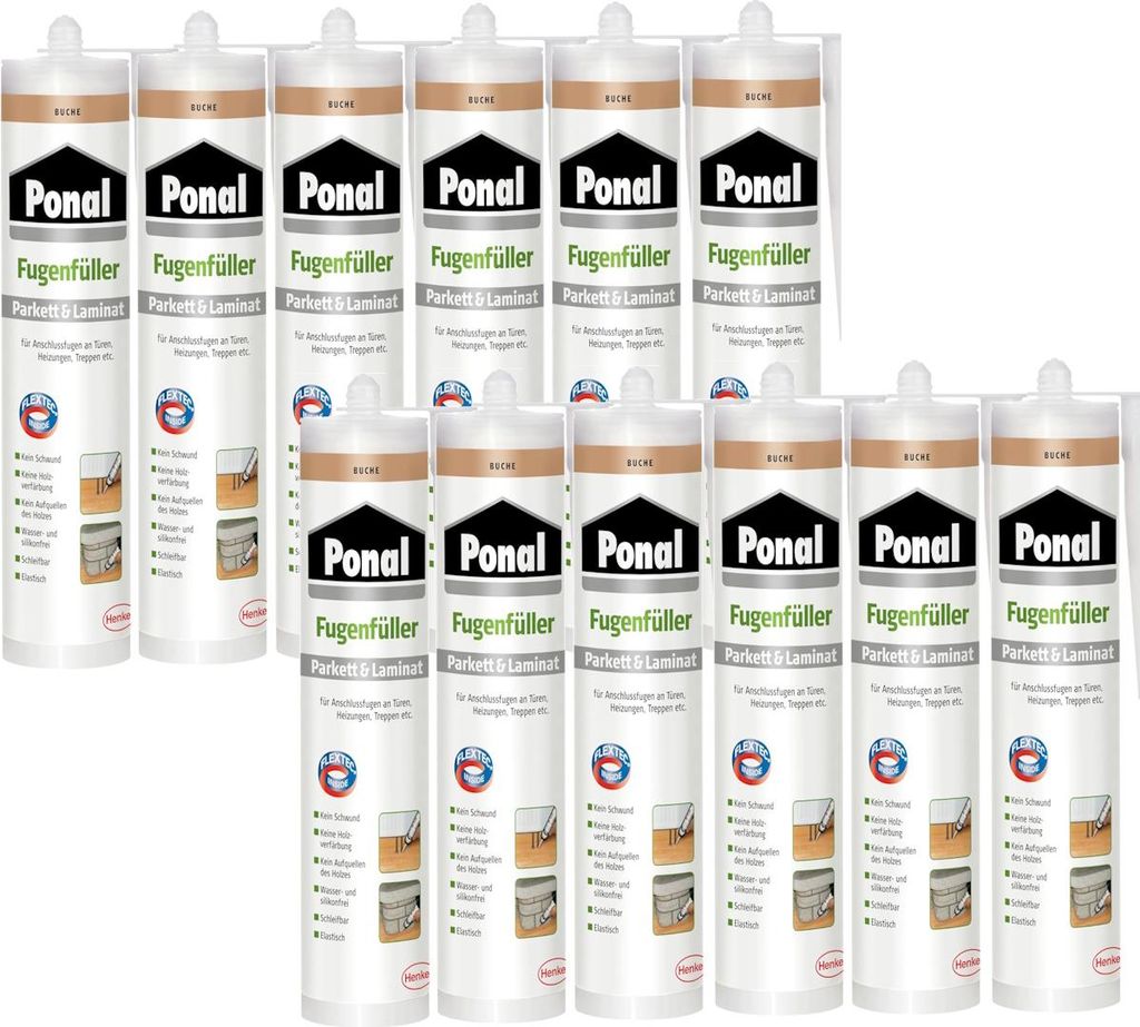 Ponal Fugenfüller Parkett & Laminat, Kartusche, Buche, 12x 280ml