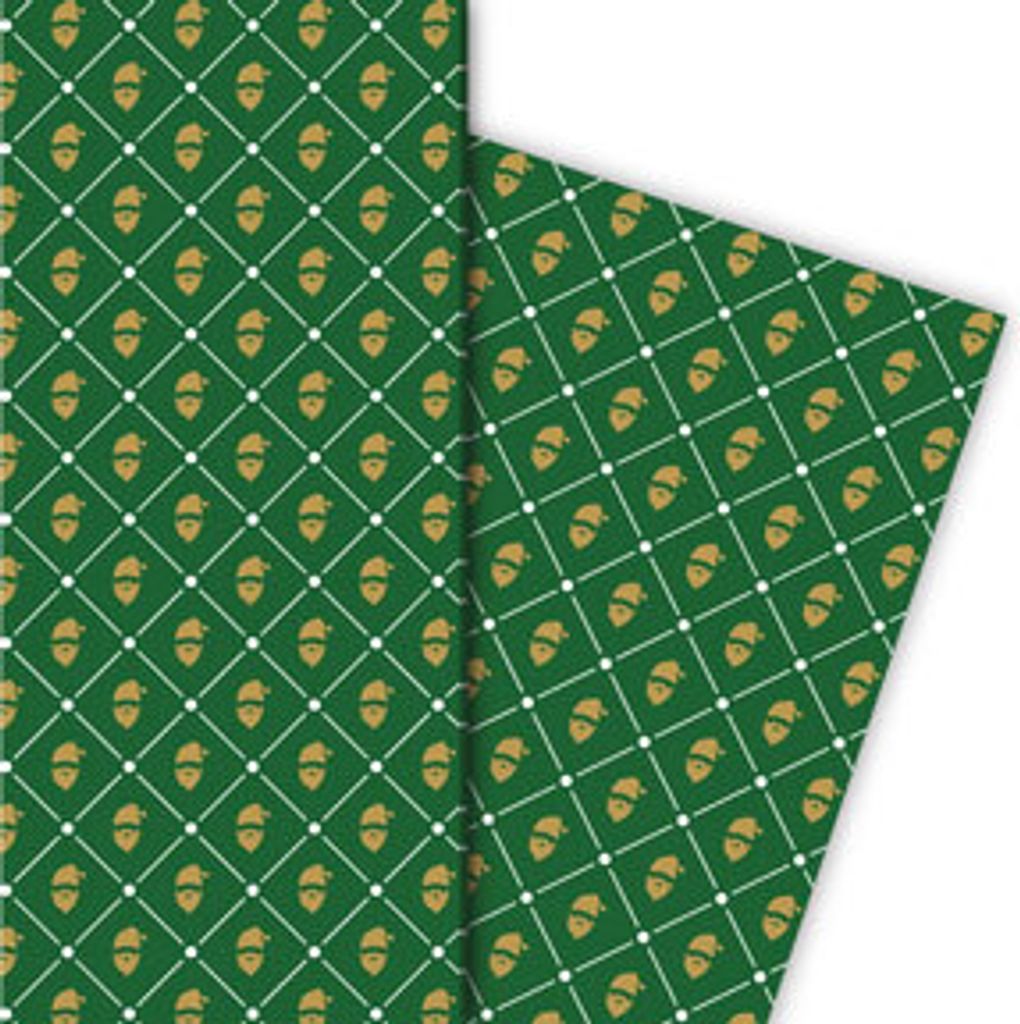 Grafisches Designer Weihnachtspapier mit Weihnachtsmann Silhouetten, grün - G9891, 32 x 48cm