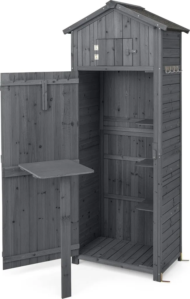 Cabane de jardin pour outils en bois avec table pliante et porte sécurisée