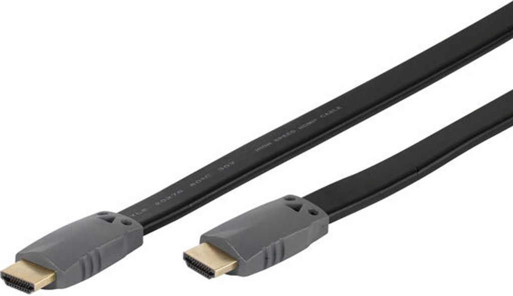 VIVanco Hochwertiges HDMI Kabel, Flachband 5m, High Speed, 1080p Full HD, vergoldete Kontakte, kompatibel mit TV und Beamer