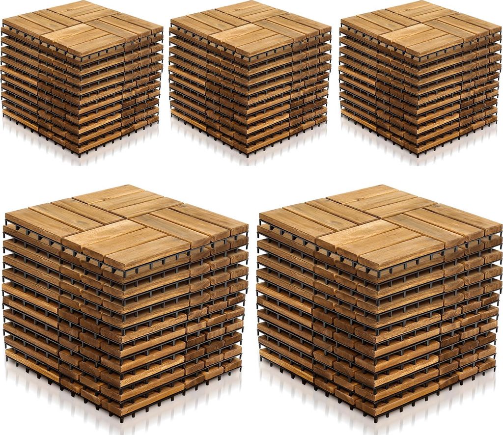 Faziango 10m² Akazienholz Terrassenfliesen 30x30cm 110 Stück Klicksystem wetterfest strapazierfähig für Balkon