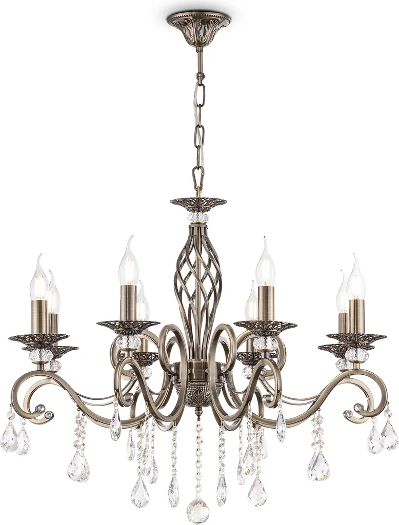 Lustre en Cristal Art Déco avec Finition Laiton Massif de 59 cm Haut