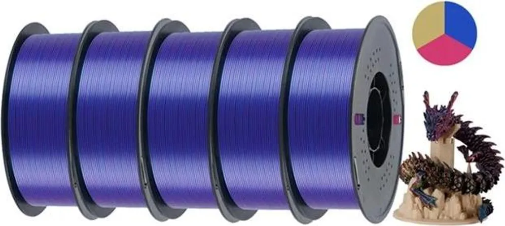 Filament 3D soie anti-clogging haute précision rouge or bleu 1.75mm