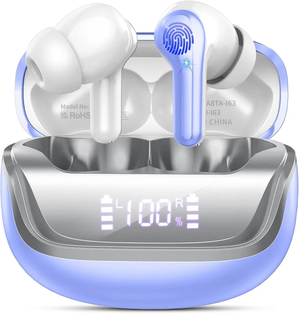 In Ear Kopfhörer mit ENC Noise Cancelling Mics, 50 Std Spielzeit Kabellose Kopfhörer mit Stereo HiFi, IP7 Wasserdicht Ohrhörer USB-C, LED-Anzeige