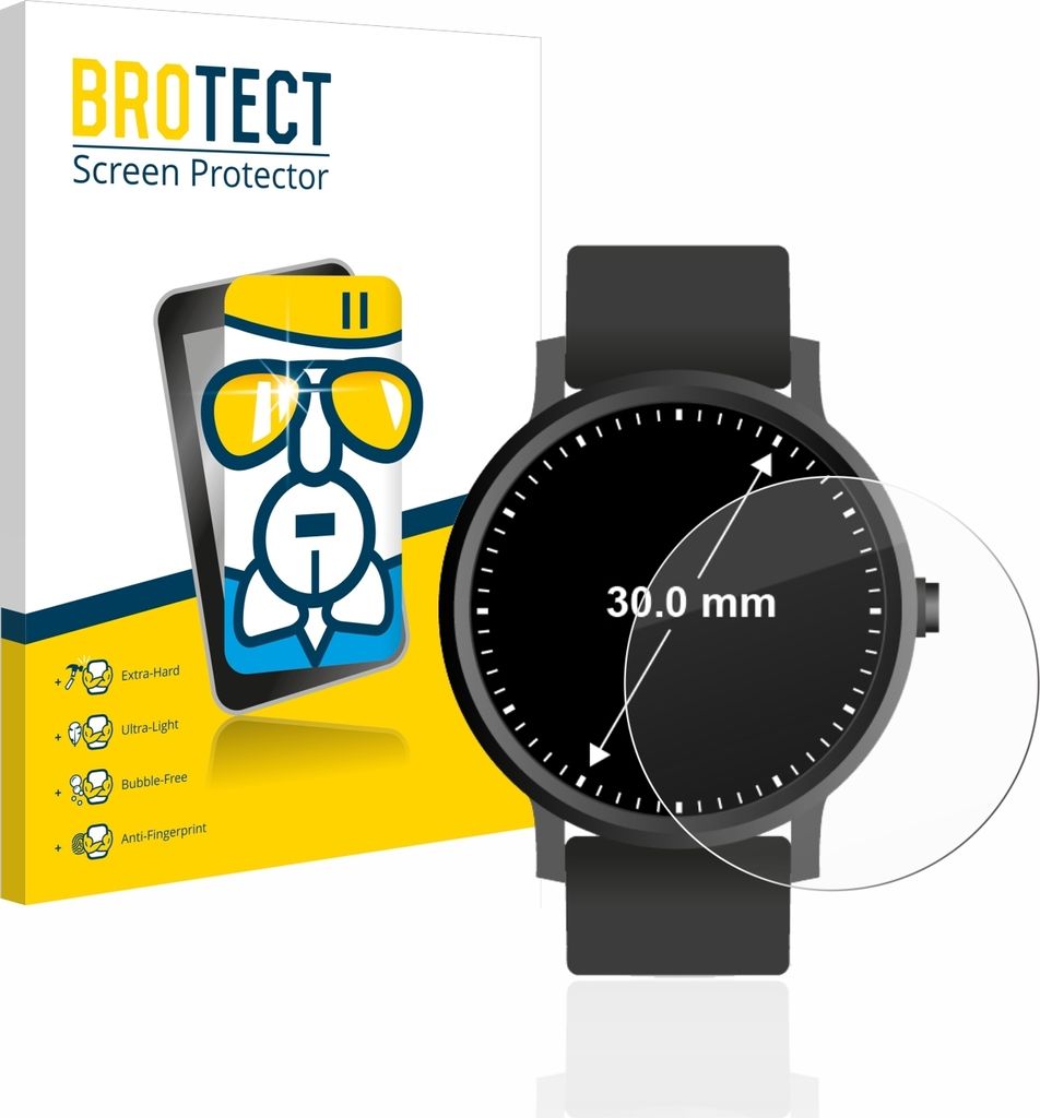 BROTECT Schutzglas für Armbanduhren (Kreisrund, ø: 30 mm) Schutzfolie Panzer Folie Glas Display Schutz klar