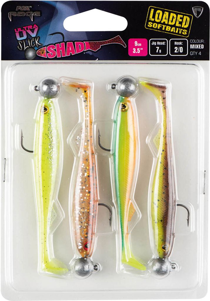 Fox Rage Ultra UV Slick Shad Loaded Lure Pack Mix 2 | 11cm - 10g - 3/0 (4 Stk.)