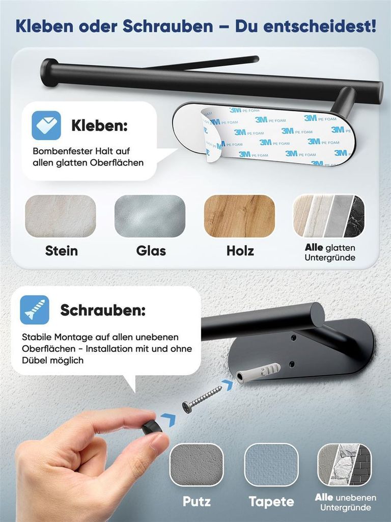 WOHNHELD® Küchenrollenhalter ohne Bohren [MIT Abroll-Bremse Produktbild 3