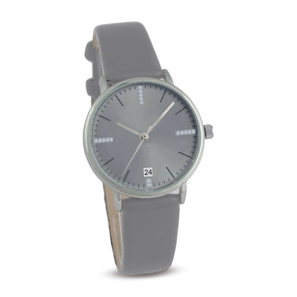 Elegante Damen-Armbanduhr mit schwarzem Kunstlederarmband – Produktbild 